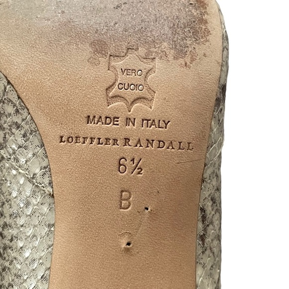 Loeffler Randall Embossed Snakeskin Python Patterned Kitten Heels Size 6.5 - Picture 10 of 11